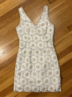 Lilly Pulitzer White Floral Lace V-Neck Mini Dress